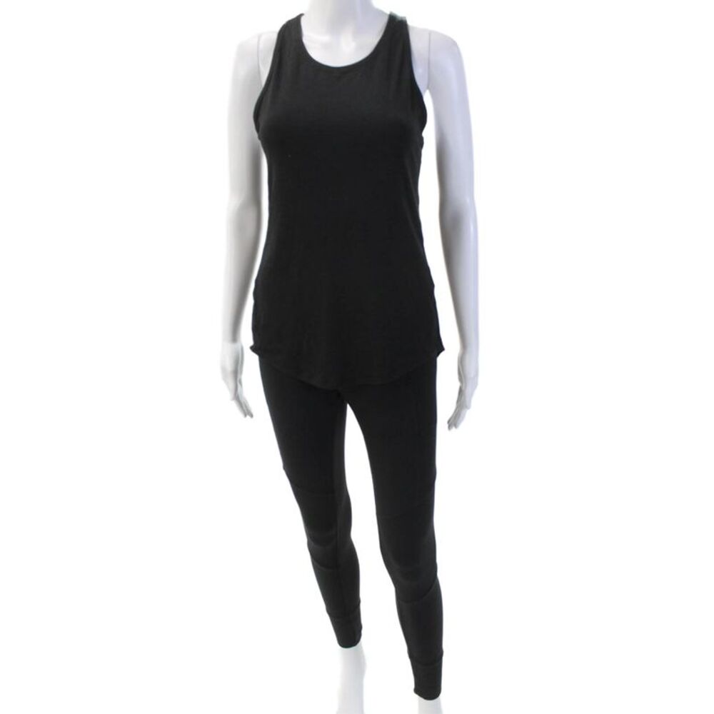 Athleta Womens Scoop Neck Sleeveless Tank Top Legging Set Black Size XS